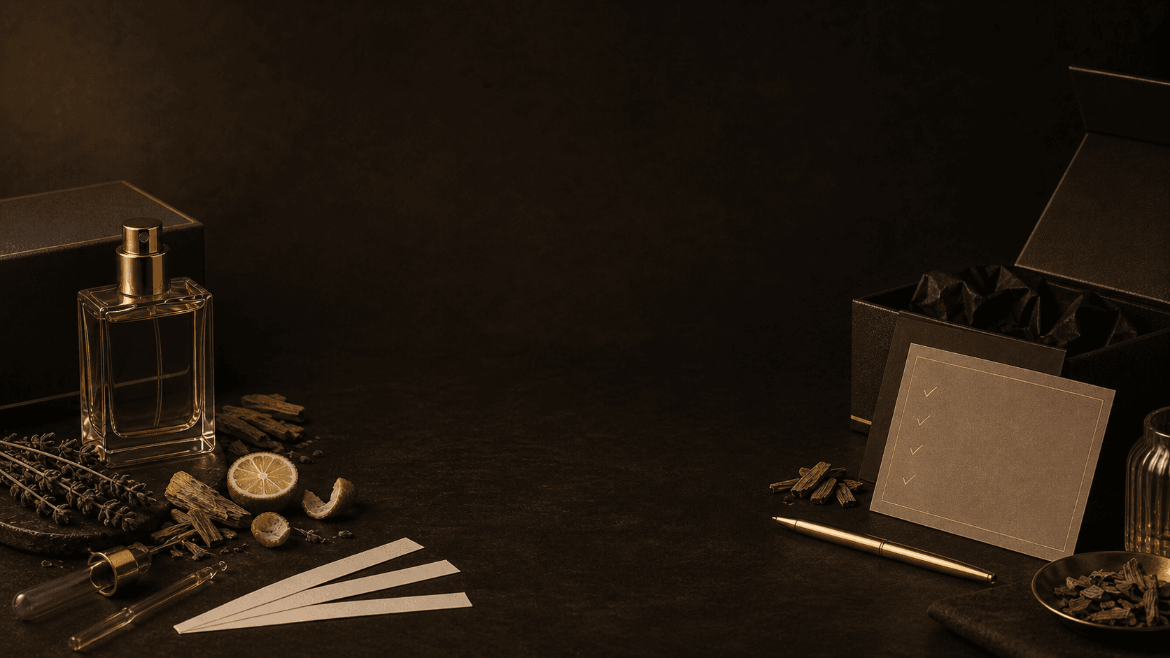 Personalised perfume workspace with scent notes